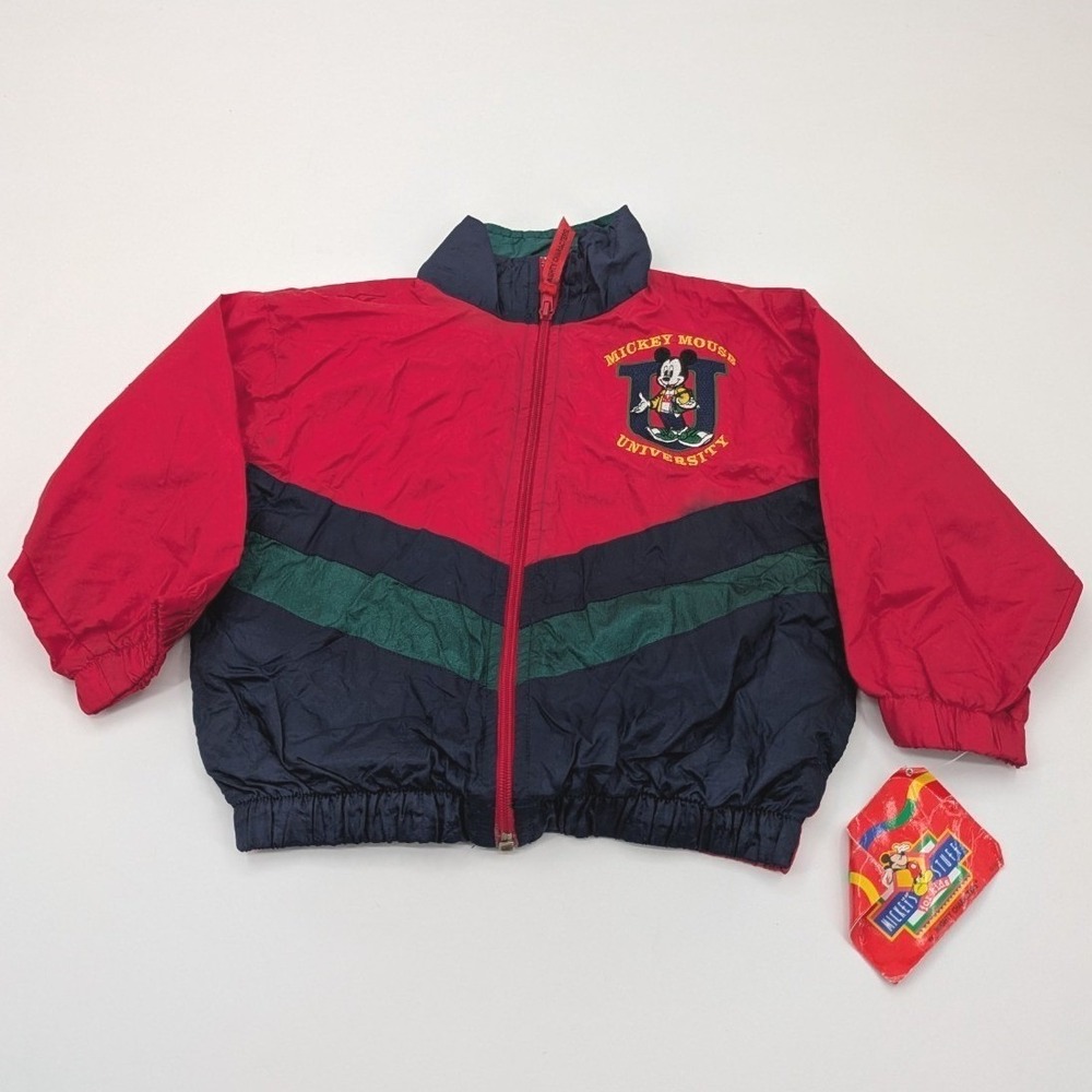 Vintage 90's Mickey Mouse University Windbreaker Jacket Boys 4T Colorblock‎